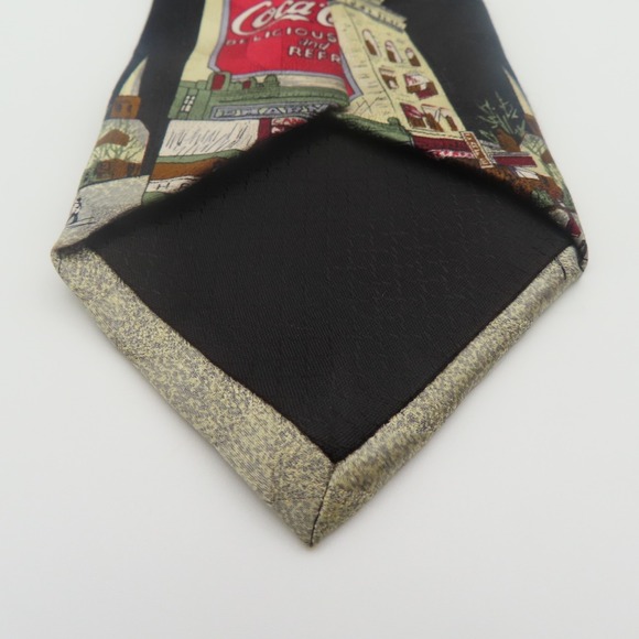 CocaCola Tie Silk Black Herringbone 4" Wide 48" Long USA Vintage - Picture 4 of 7